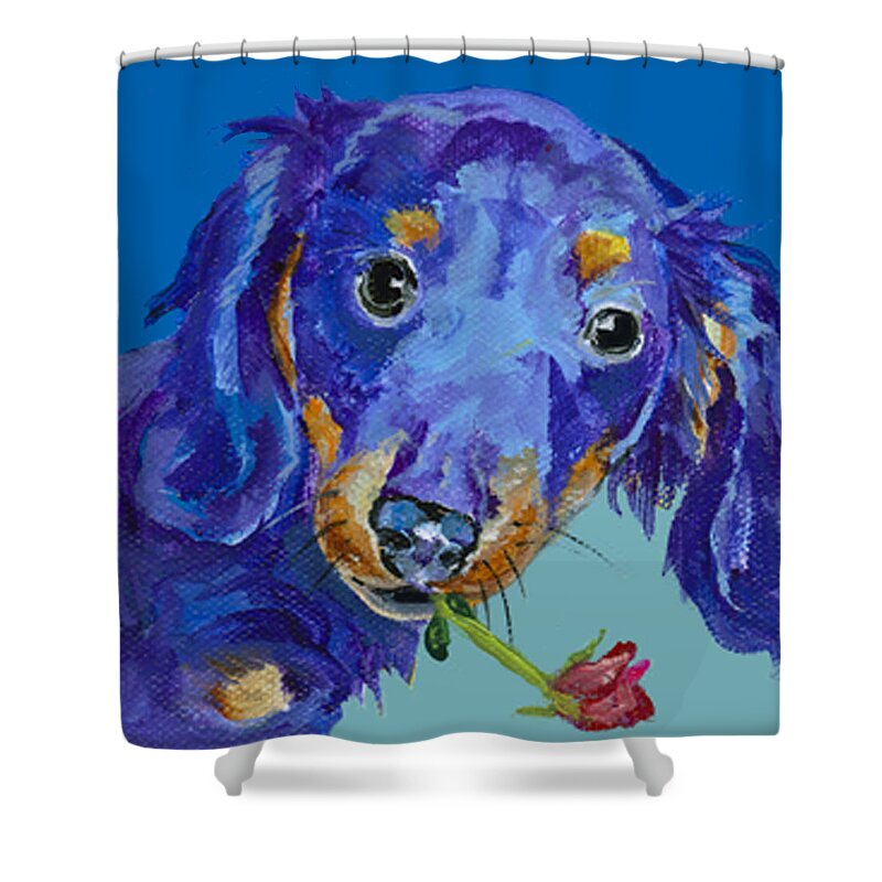Mini Painting Shower Curtain featuring the painting  Dach by Pat Saunders-White