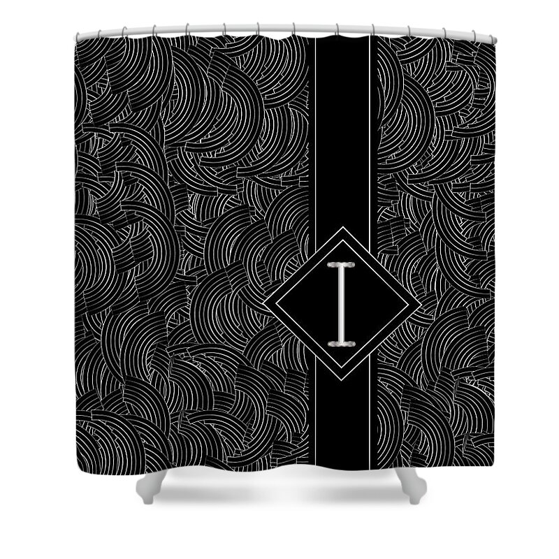 Monogram Shower Curtain featuring the digital art Deco Jazz Swing Monogram ...letter i by Cecely Bloom
