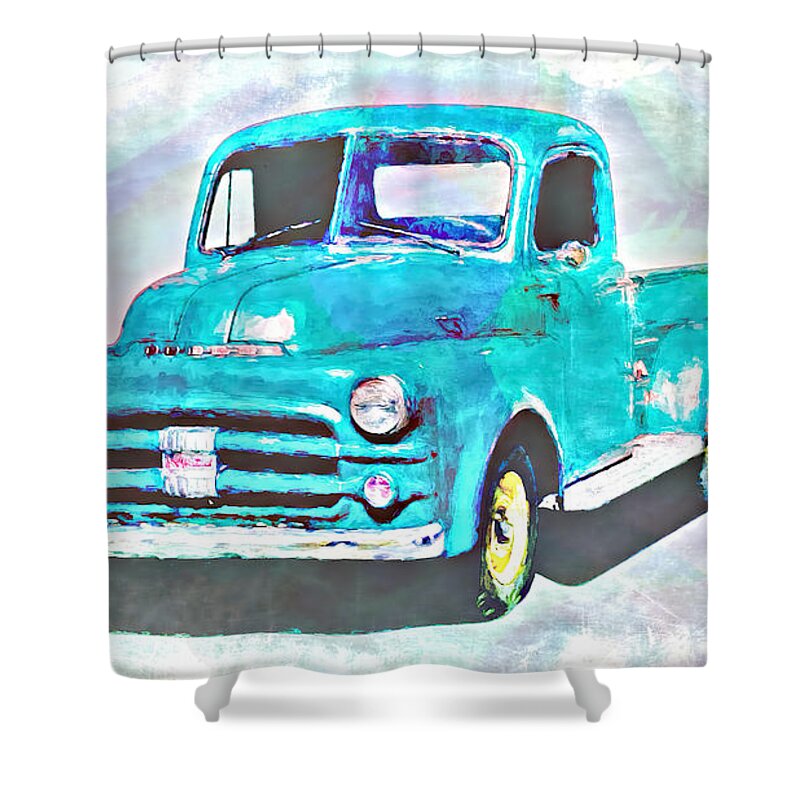 Pickup Truck Shower Curtain featuring the digital art Dodge Pickup by Rick Wicker