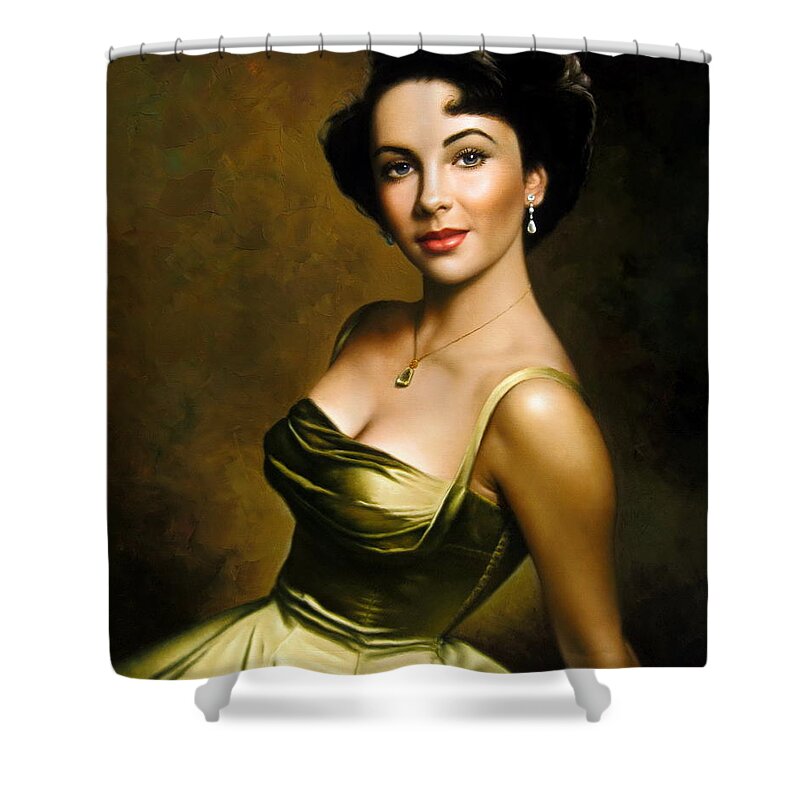 Elizabeth Taylor Shower Curtain featuring the painting Elizabeth Taylor 2 by Yoo Choong Yeul
