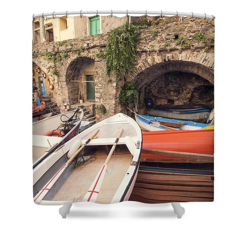 Boats Shower Curtain featuring the photograph Il Porto Barca by Brad Scott