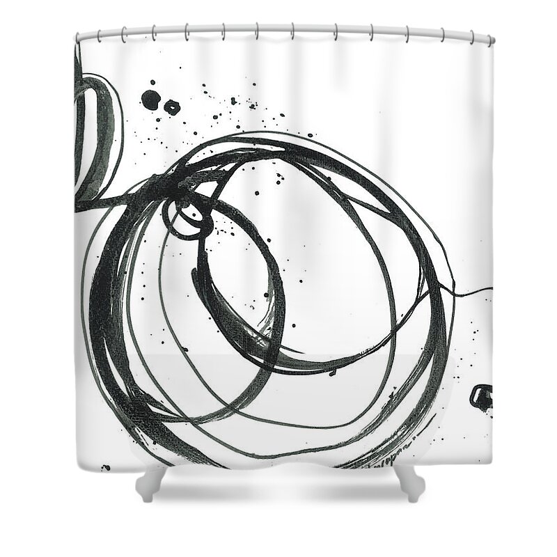 Inward - Revolving Life Collection - Modern Ink Artwork Shower Curtain featuring the painting Inward - Revolving Life Collection - Modern Abstract Black Ink Artwork by Patricia Awapara