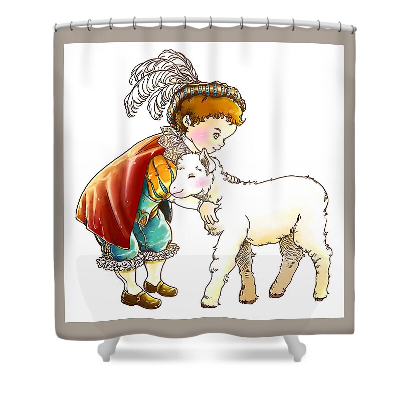Robin Hood Shower Curtain featuring the painting Prince Richard and his new friend by Reynold Jay
