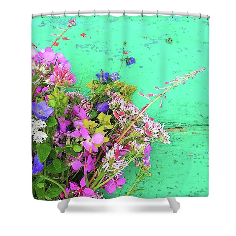 Flowers Shower Curtain featuring the photograph Wild flowers from Norway by Anne Hilde Lystad