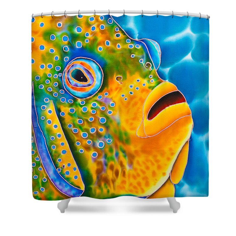 Fish Art Shower Curtain featuring the painting Angelfish by Daniel Jean-Baptiste