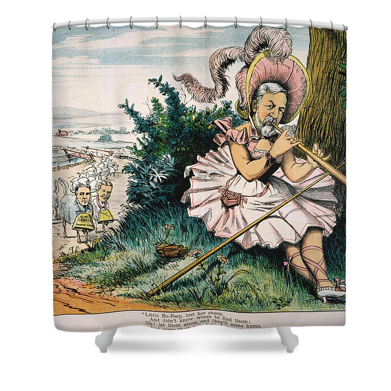 1884 Shower Curtain featuring the painting James Blaine Cartoon, 1884 #0010530 by Granger