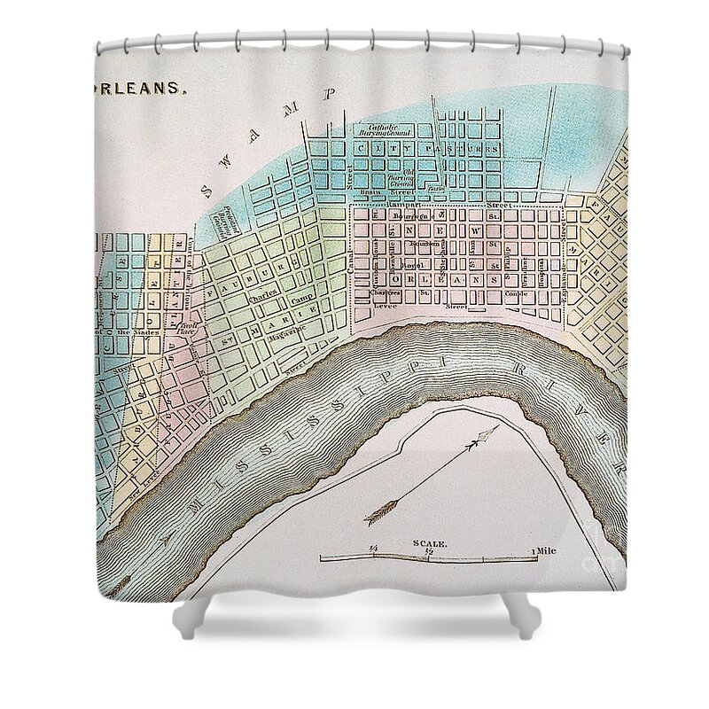 1837 Shower Curtain featuring the New Orleans Map, 1837 #0057065 by Granger
