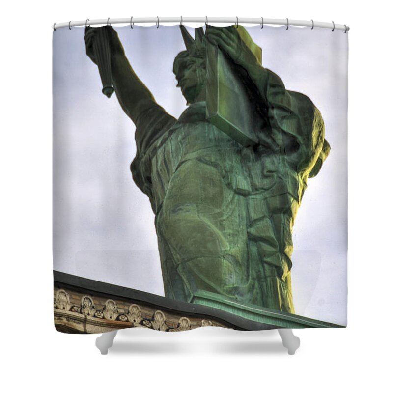 Buffalo Shower Curtain featuring the photograph 01 Liberty Building by Michael Frank Jr