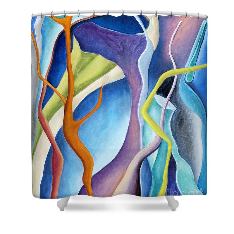  Shower Curtain featuring the painting 01322 Aspiration by AnneKarin Glass