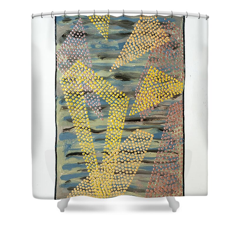 Abstract Shower Curtain featuring the painting 01333 Left by AnneKarin Glass
