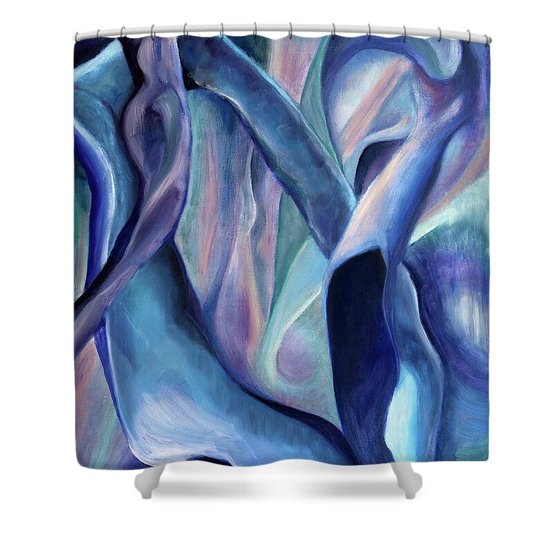 Abstract Shower Curtain featuring the painting 01354 Blue Dream by AnneKarin Glass