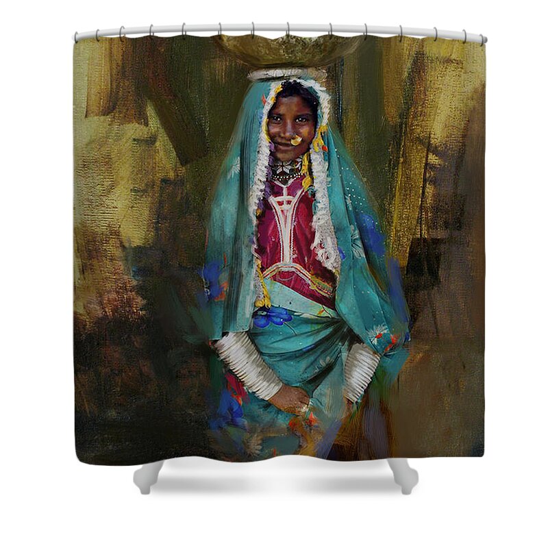 Women Shower Curtain featuring the painting 030 Sindh by Maryam Mughal