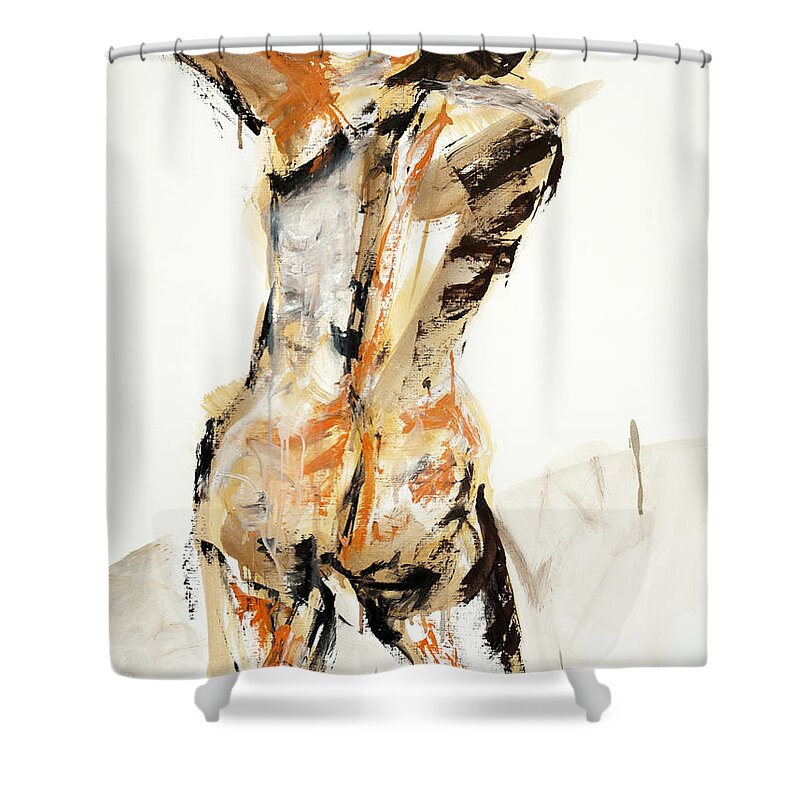  Shower Curtain featuring the painting 04935 Swinger by AnneKarin Glass