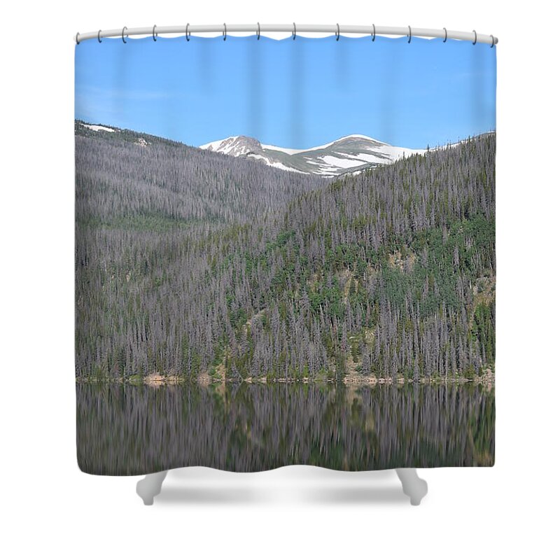 Mountains Shower Curtain featuring the photograph Chambers Lake Reflection Hwy 14 CO by Margarethe Binkley