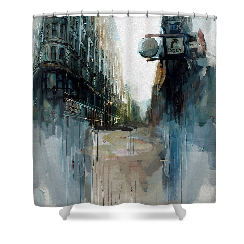 Grant Street Shower Curtain featuring the painting 077 Grant street by Maryam Mughal