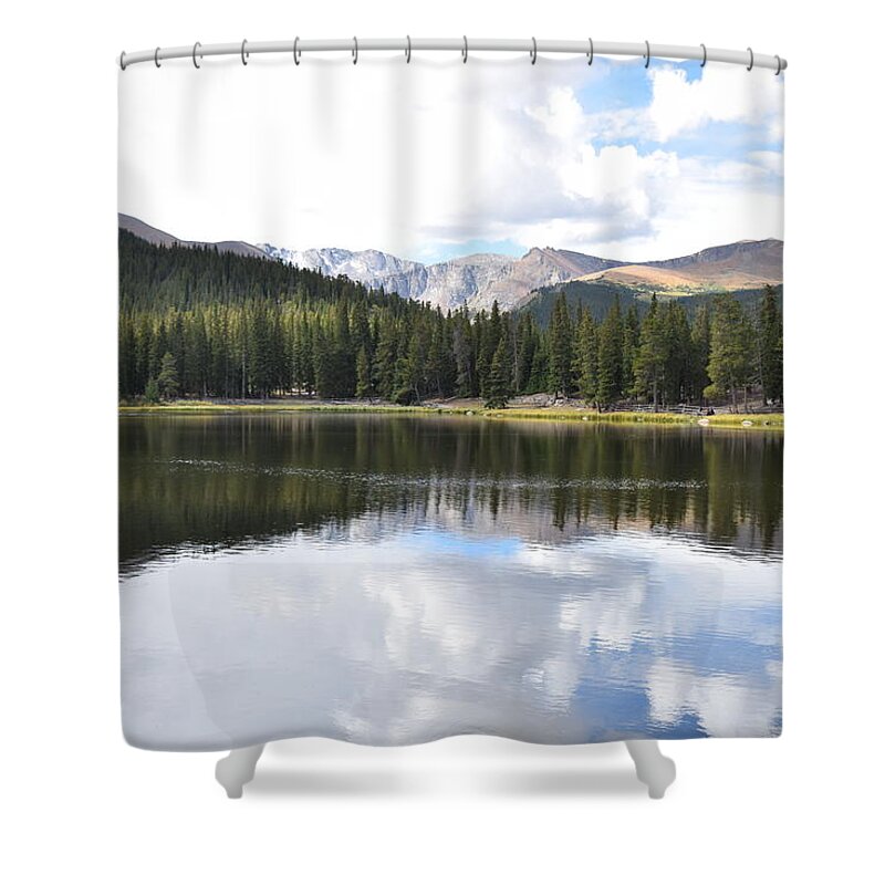 Echo Lake Shower Curtain featuring the photograph Echo Lake Reflection Mnt Evans CO by Margarethe Binkley