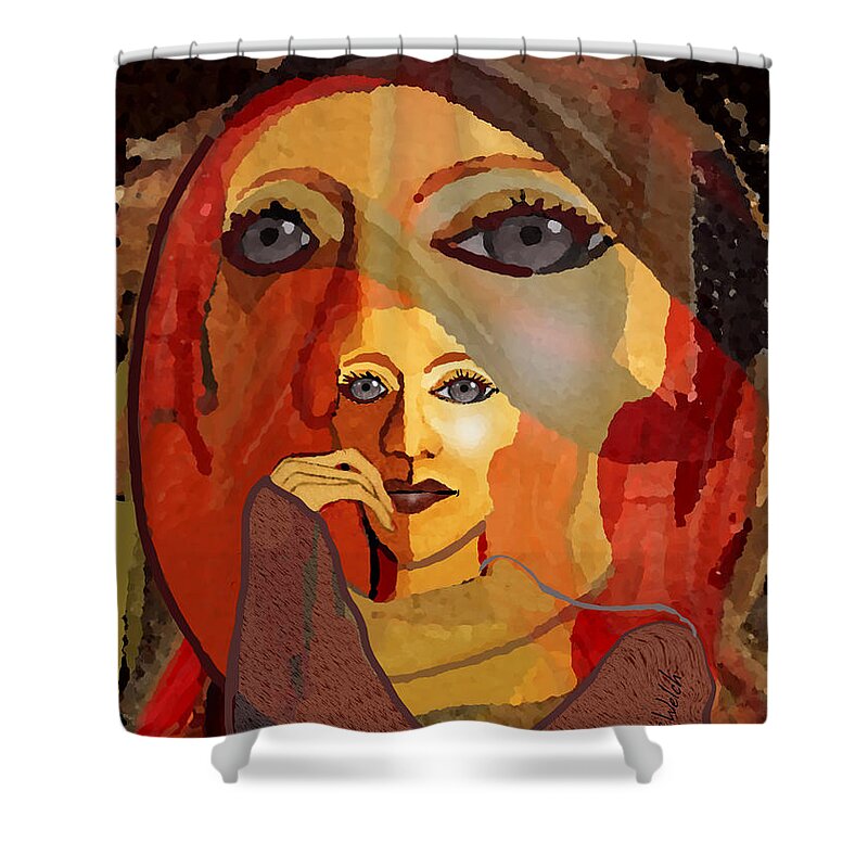 1636 Shower Curtain featuring the digital art 1636 - Quiet Observation 2017 by Irmgard Schoendorf Welch