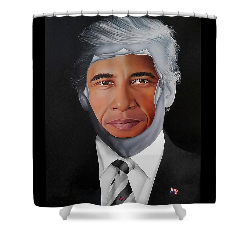 President Shower Curtain featuring the painting 45's Obsession by Vic Ritchey