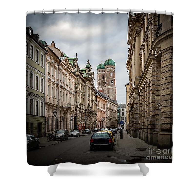Bavaria Shower Curtain featuring the photograph A beautiful look at the Frauenkirche by Hannes Cmarits