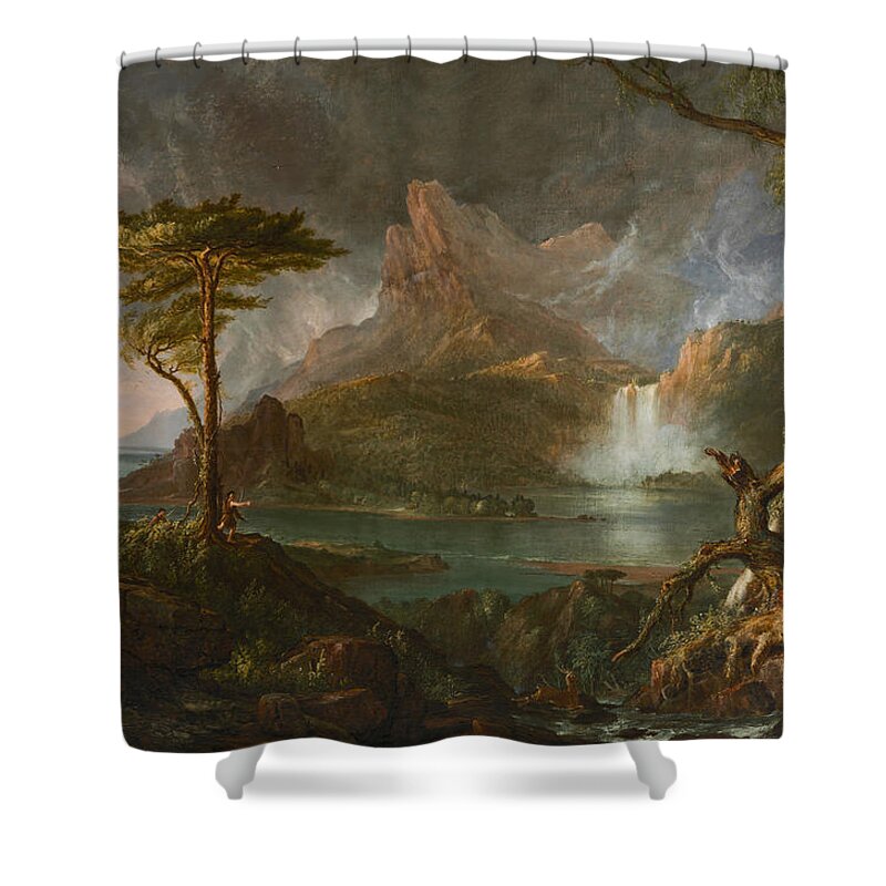 Thomas Cole Shower Curtain featuring the painting A Wild Scene by MotionAge Designs