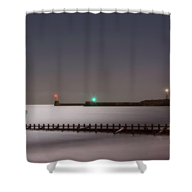 Aberdeen Shower Curtain featuring the photograph Aberdeen Beach at Night #1 by Veli Bariskan