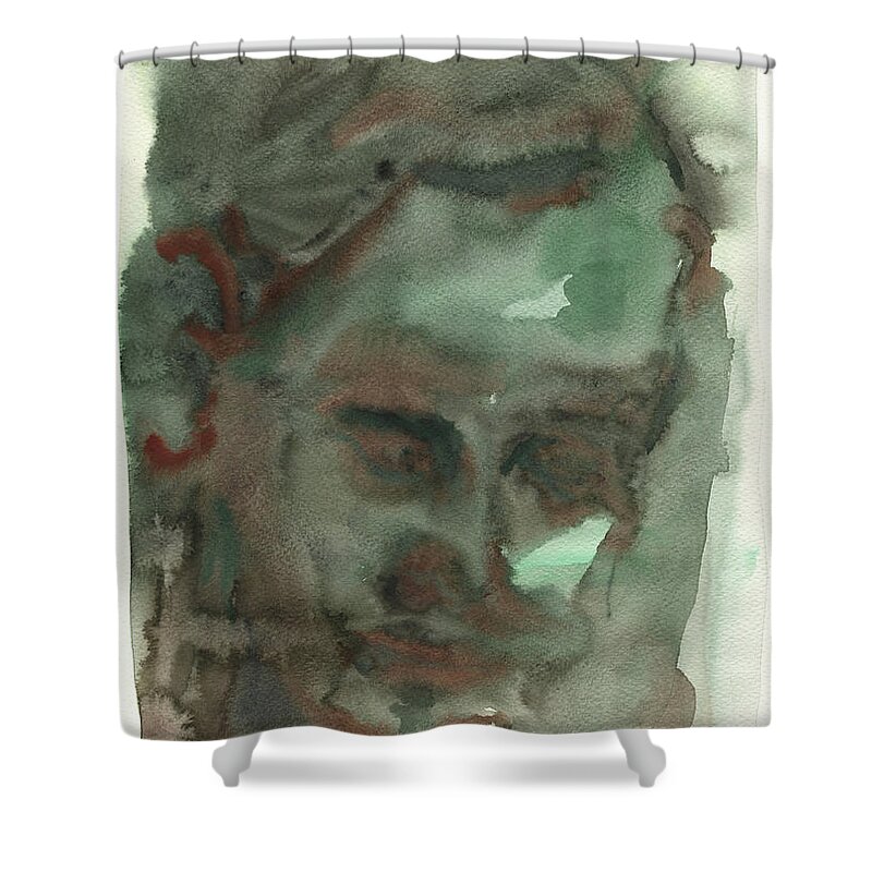Abstract Face Shower Curtain featuring the painting Abstract Face #1 by Juan Bosco