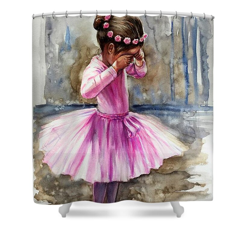 A Girl Shower Curtain featuring the painting After the rehearsal #1 by Katerina Kovatcheva