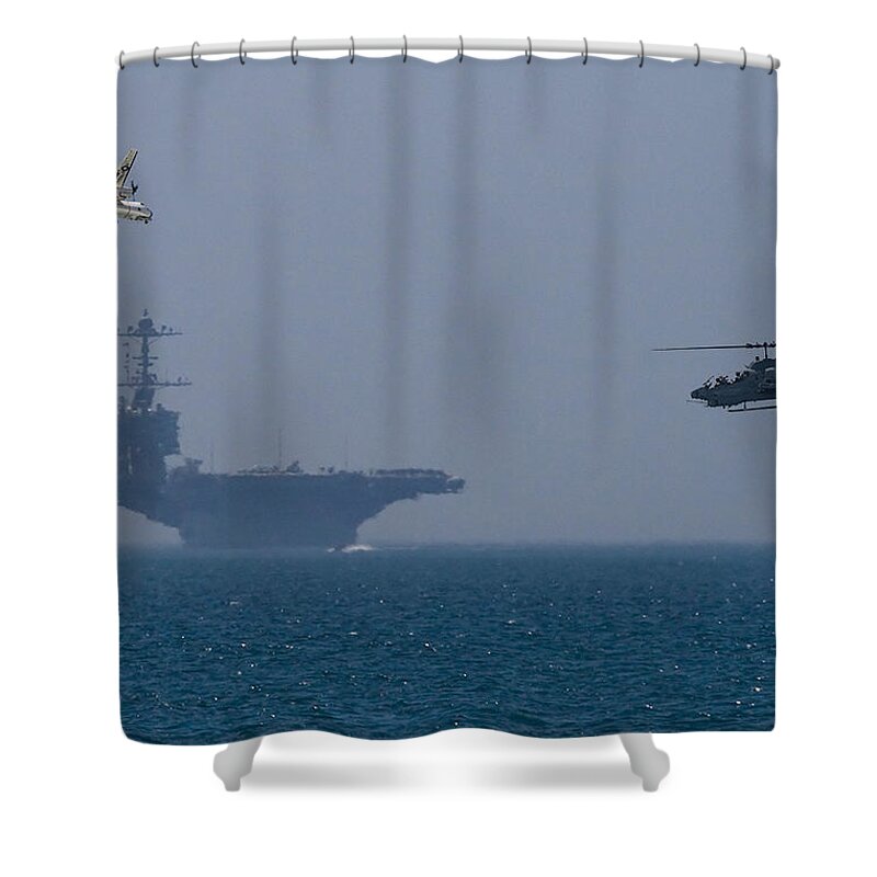 Aircraft Carrier Shower Curtain featuring the photograph Aircraft Carrier #1 by Mariel Mcmeeking