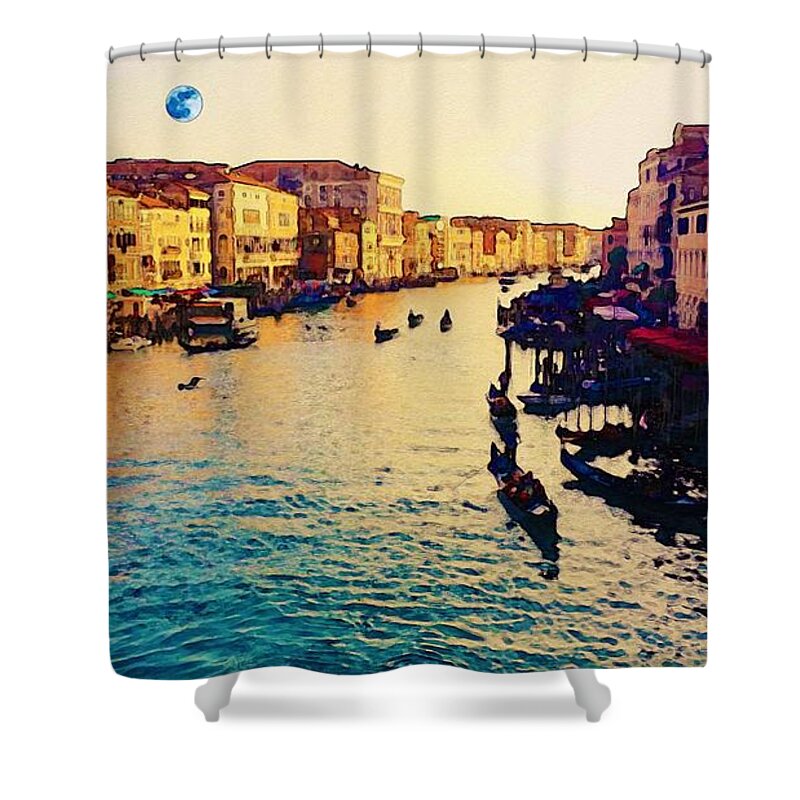 Nature Shower Curtain featuring the painting Alba A Venezia #1 by Celestial Images