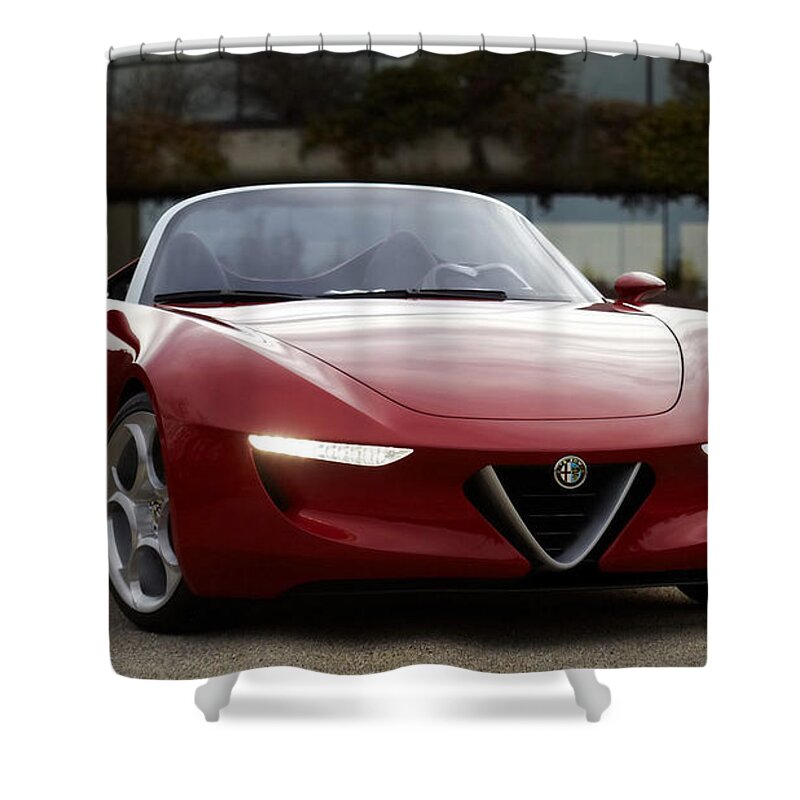 Alfa Romeo 2uettottanta Shower Curtain featuring the photograph Alfa Romeo 2uettottanta #1 by Jackie Russo