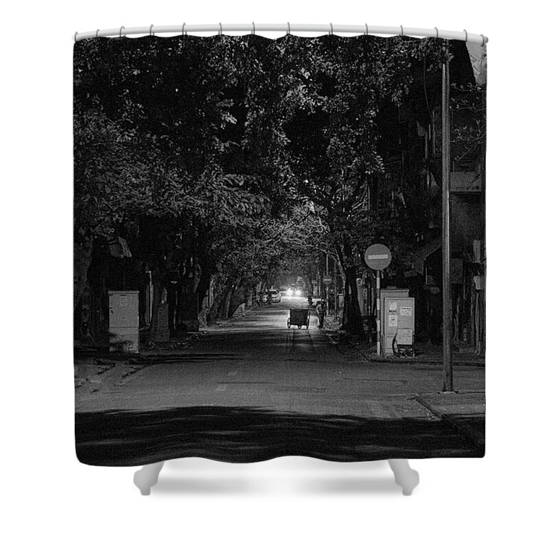Vietnam Shower Curtain featuring the photograph 1 am Empty Street Hanoi by Chuck Kuhn
