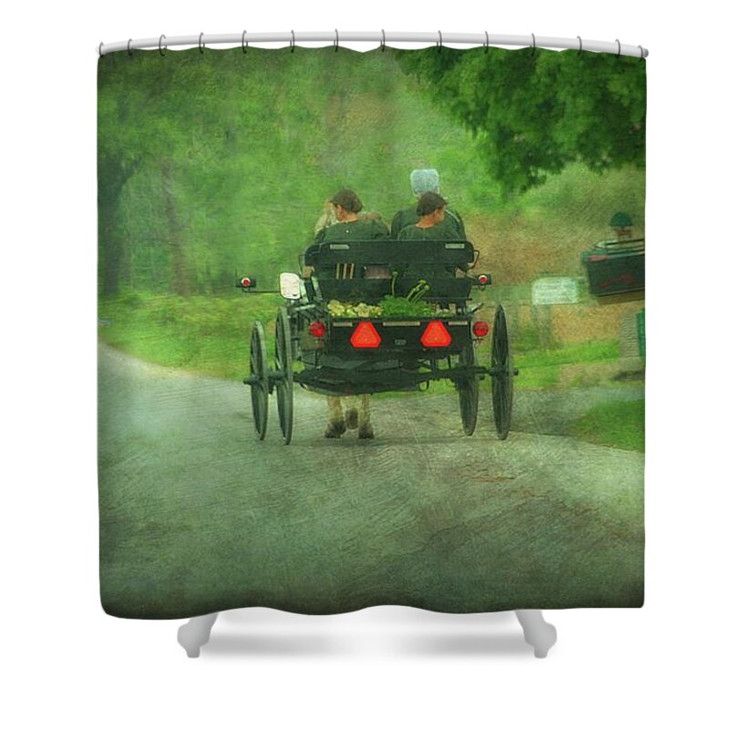 Amish Shower Curtain featuring the photograph Amish Ladies of Lancaster County #1 by Dyle Warren
