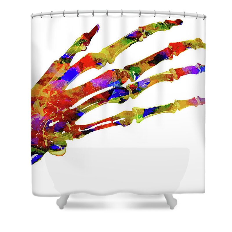 Anatomy Shower Curtain featuring the mixed media Anatomical Hand #1 by Ann Leech