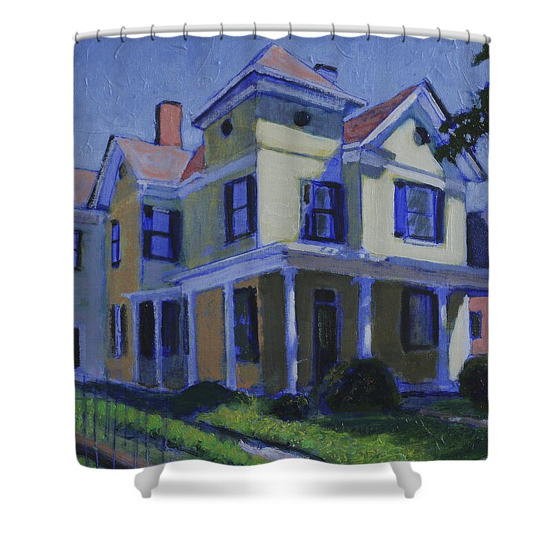 Historic Home In Raleigh Shower Curtain featuring the painting Angles #1 by David Zimmerman