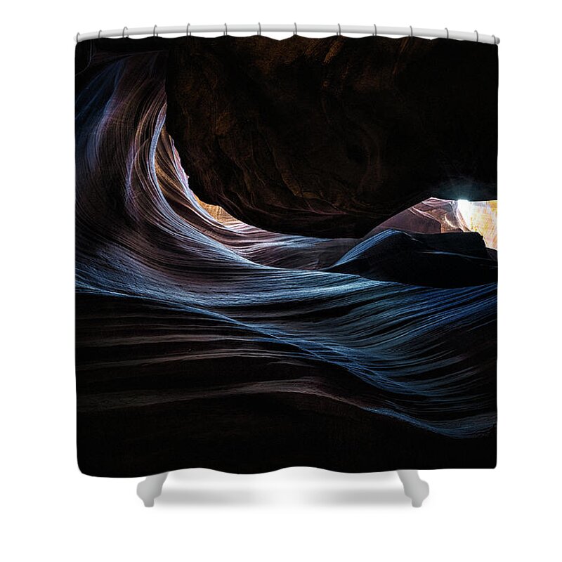 Arizona Shower Curtain featuring the photograph Antelope Canyon Blue #1 by Robert Fawcett