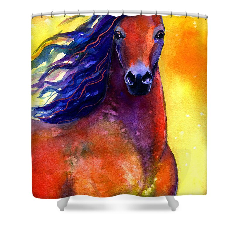 Horse Shower Curtain featuring the painting Arabian horse 1 painting #1 by Svetlana Novikova