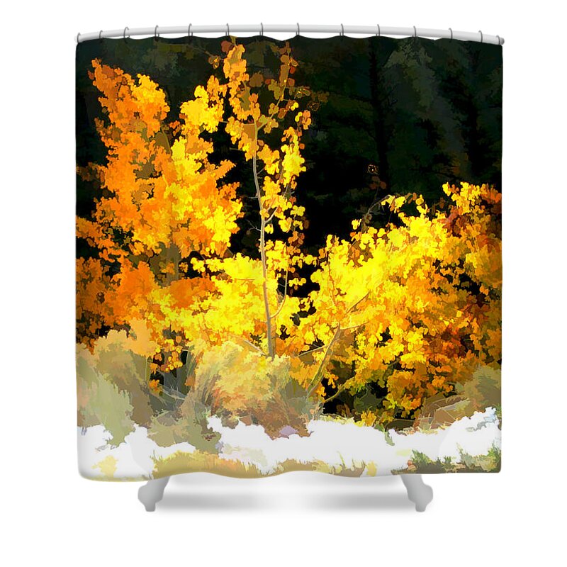 Watercolor Shower Curtain featuring the digital art Aspen Glow #1 by Gary Baird