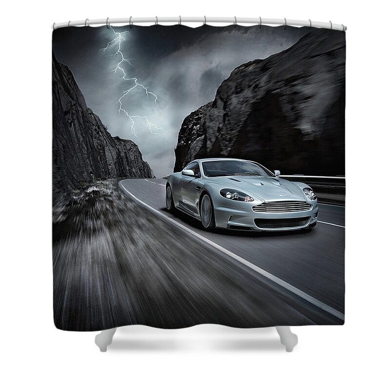 Aston Martin Dbs Shower Curtain featuring the photograph Aston Martin DBS #1 by Jackie Russo