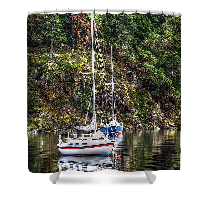 2010 Shower Curtain featuring the photograph At Anchor #1 by Randy Hall
