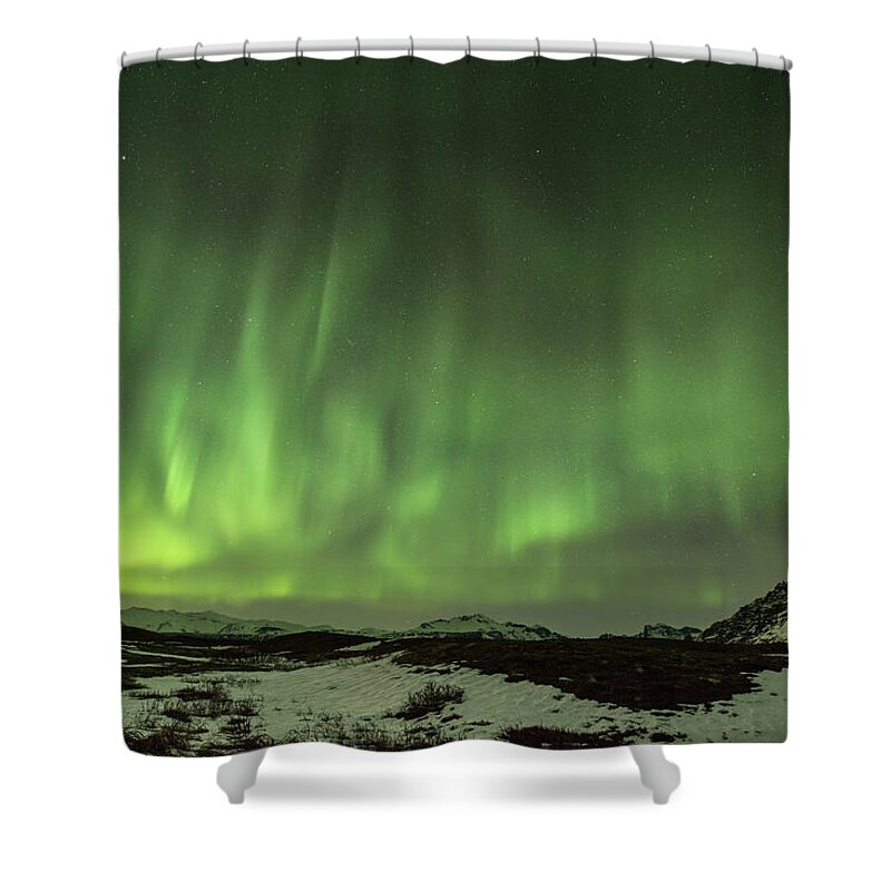 Iceland Shower Curtain featuring the photograph Aurora Borealis or Northern Lights. #1 by Andy Astbury