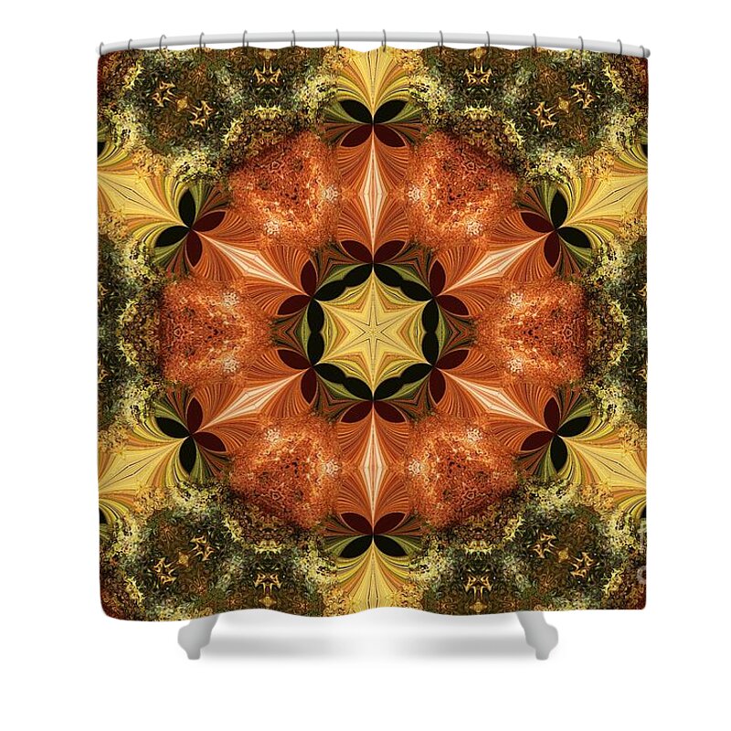 Mccombie Shower Curtain featuring the digital art Autumn Colours Kaleidoscope #2 by J McCombie