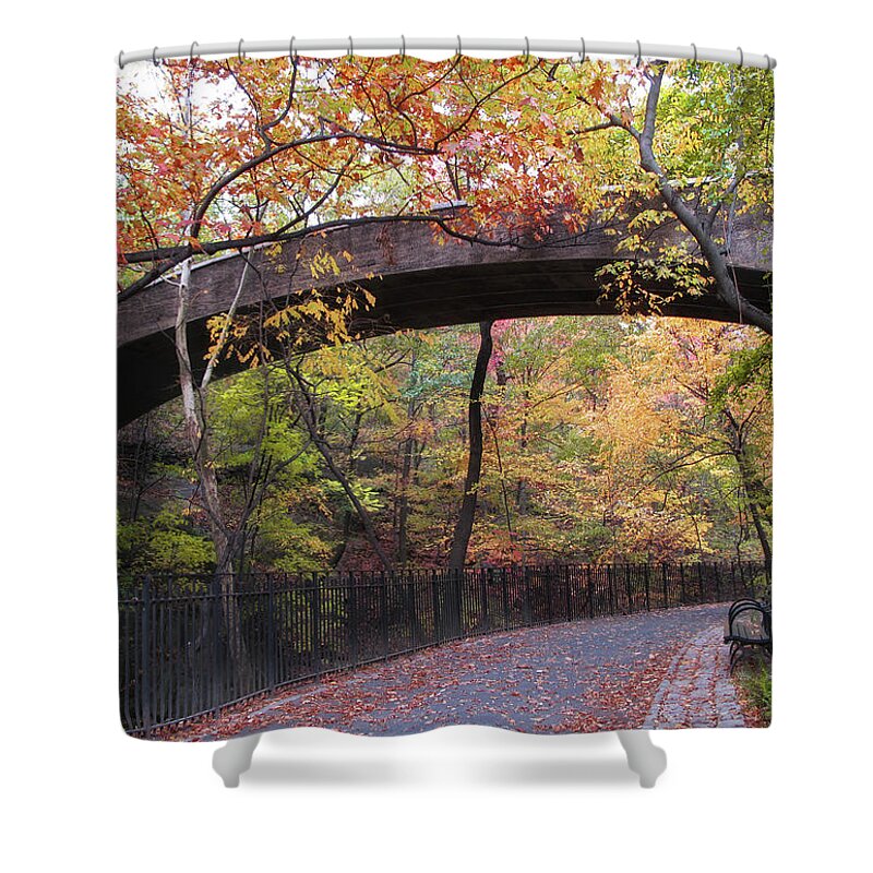 Autumn Shower Curtain featuring the photograph Autumn Overpass II by Jessica Jenney