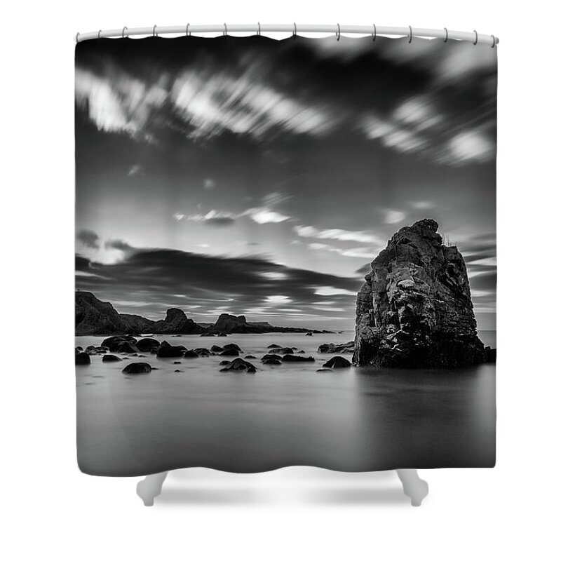 Ballintoy Shower Curtain featuring the photograph Ballintoy Sea Stack #1 by Nigel R Bell