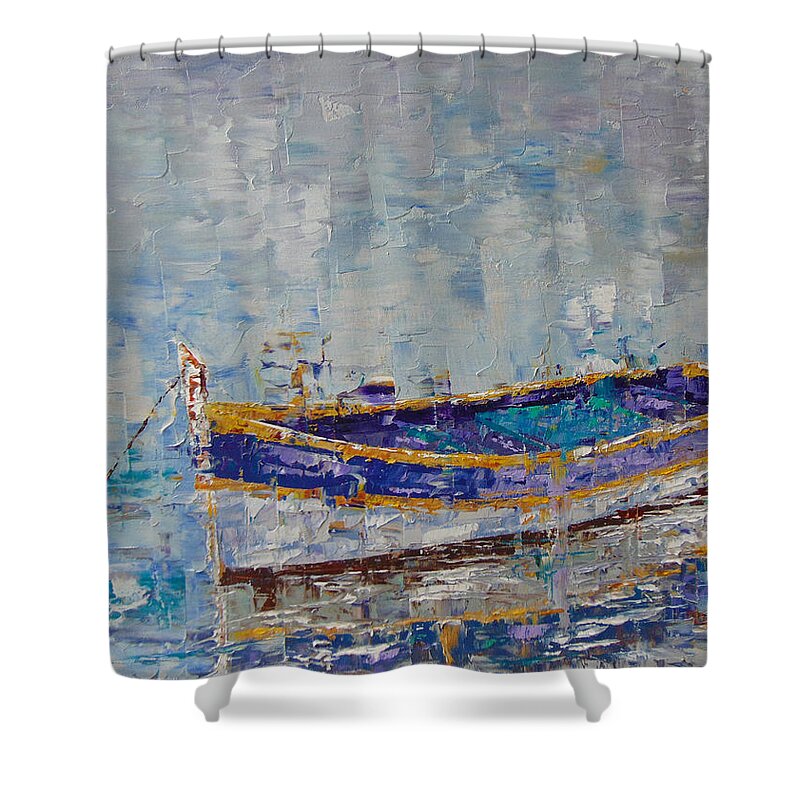 Impressionisn Shower Curtain featuring the painting Barque de Provence #1 by Frederic Payet