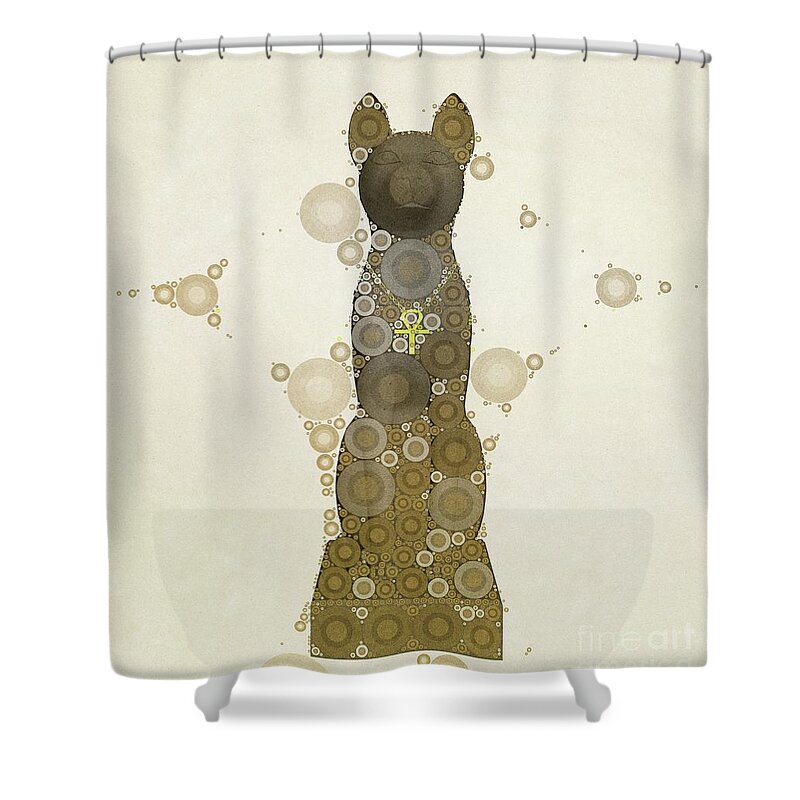 Egypt Shower Curtain featuring the digital art Bastet, Goddess of Egypt, Pop Art by MB #1 by Esoterica Art Agency