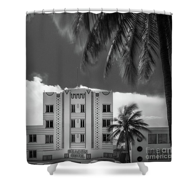 Art Deco Shower Curtain featuring the photograph Beacon Hotel Miami by Doug Sturgess