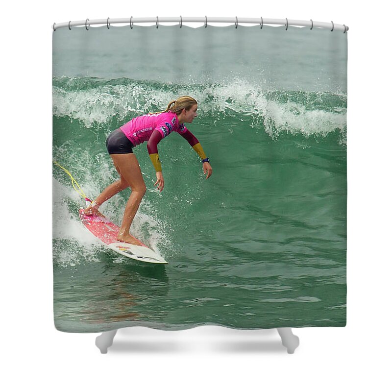 Surfers Shower Curtain featuring the photograph Bianca Buitendag Surfing #1 by Waterdancer
