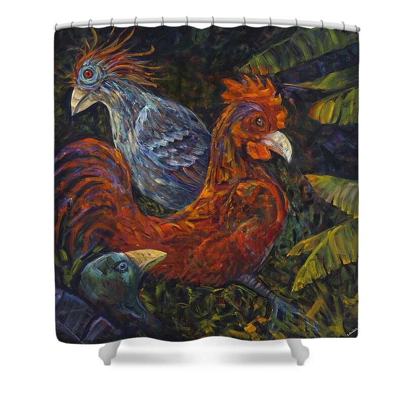 Bird Shower Curtain featuring the painting Birditudes by Claudia Goodell