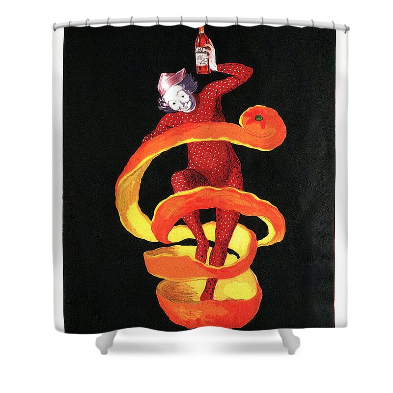 Vintage Shower Curtain featuring the mixed media Bitter Campari - Vintage Beer Advertising Poster by Studio Grafiikka