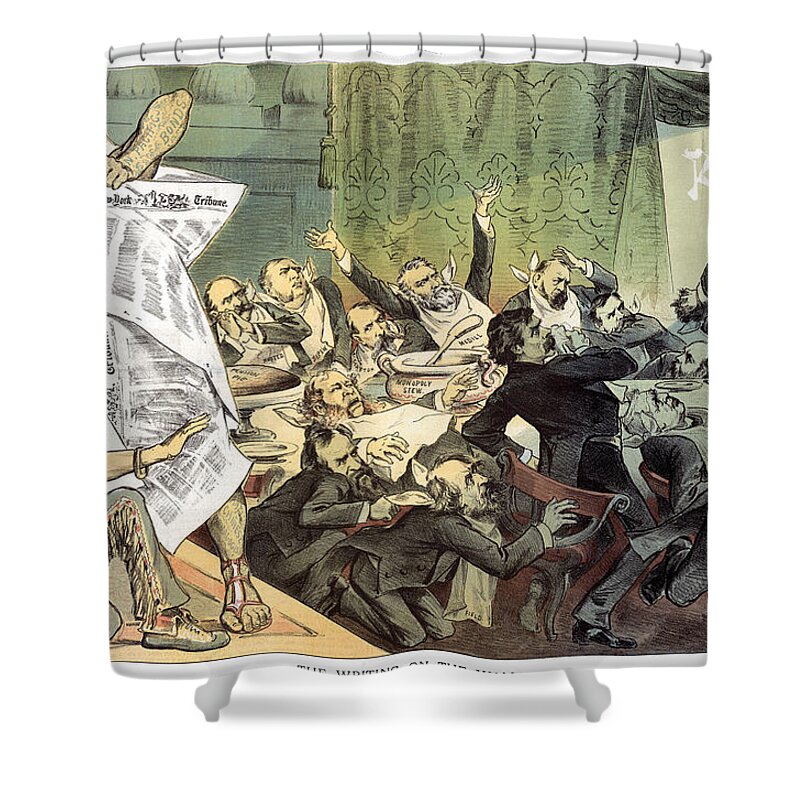 1884 Shower Curtain featuring the photograph Blaine Cartoon, 1884 #1 by Granger